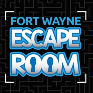 A black and white logo for an escape room.